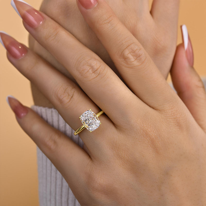 Lovely Yellow Gold Cushion Cut Engagement Ring