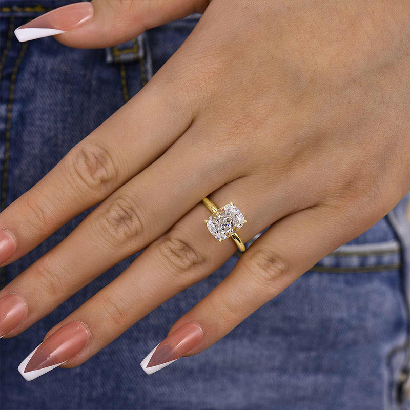 Lovely Yellow Gold Cushion Cut Engagement Ring