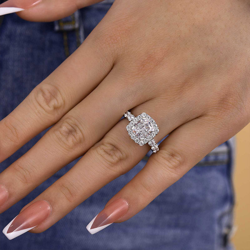 Precious Halo Crushed Ice Cushion Cut Engagement Ring