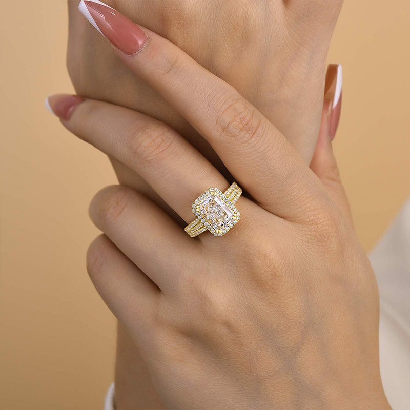 Sparkle Split Shank Halo Radiant Cut Engagement Ring