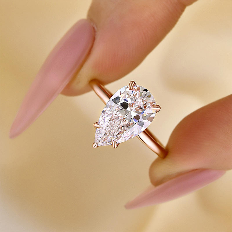 Ahabobo Classic 5 Prong 4.0 Ct Pear Cut Engagement Ring