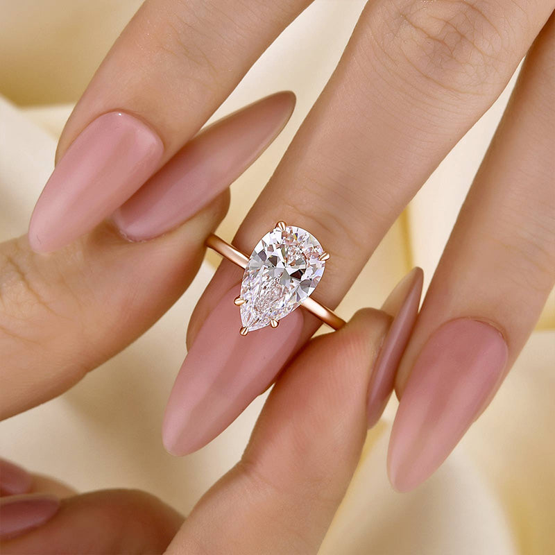 Ahabobo Classic 5 Prong 4.0 Ct Pear Cut Engagement Ring