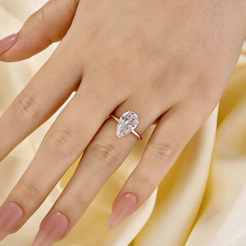 Ahabobo Classic 5 Prong 4.0 Ct Pear Cut Engagement Ring