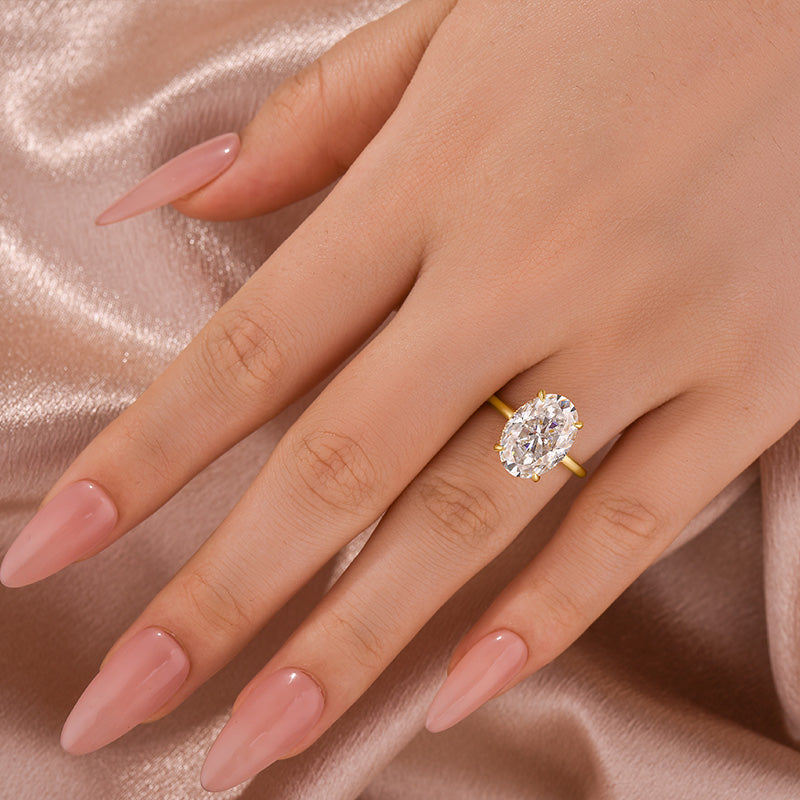 Moissanite Solitaire 5.50 Ct Oval Cut White Gold Promise Ring For Women