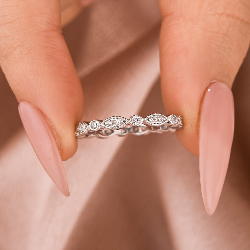 Moissanite 0.3Ct White Gold Pavé Eternity Wedding Ring