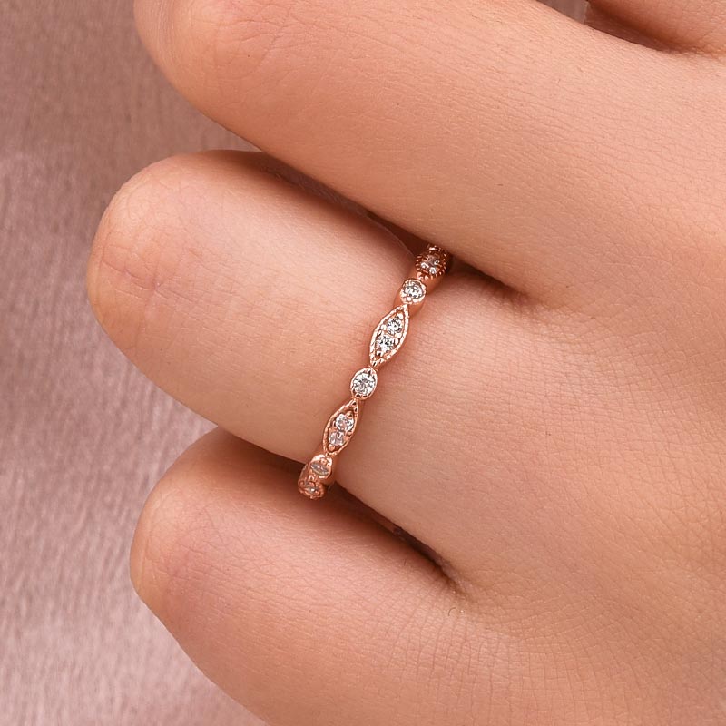 Moissanite 0.3Ct White Gold Pavé Eternity Wedding Ring