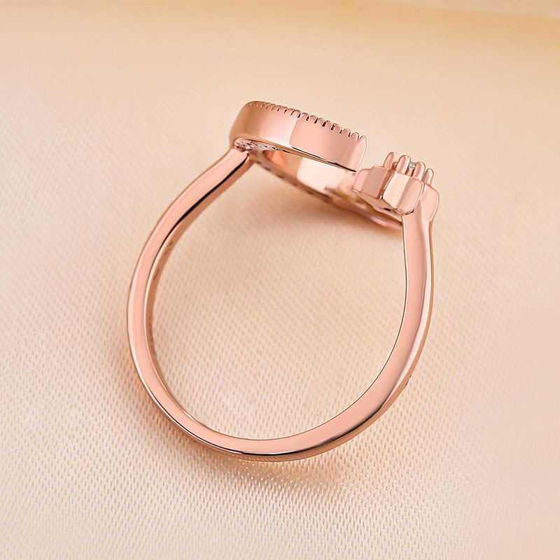 Crescent Moon & Star Adjustable Open Ring