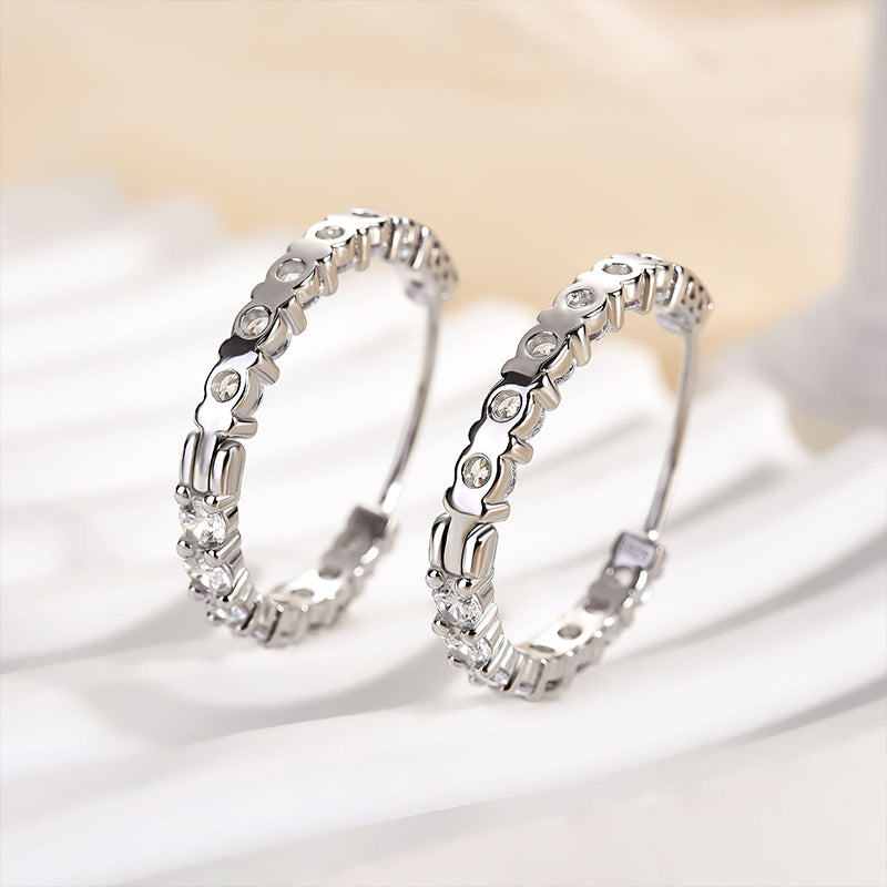 2.8CT Unique Hoop Earrings In Sterling Silver