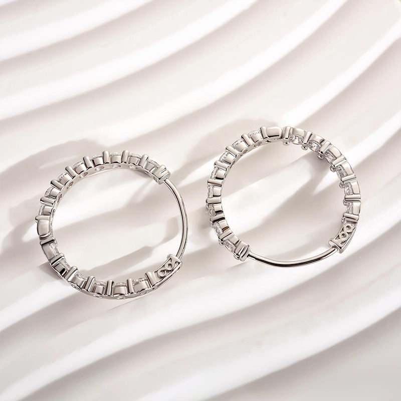 2.8CT Unique Hoop Earrings In Sterling Silver