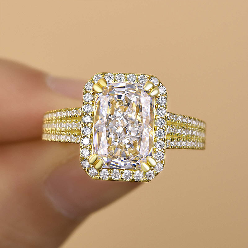 Sparkle Split Shank Halo Radiant Cut Engagement Ring