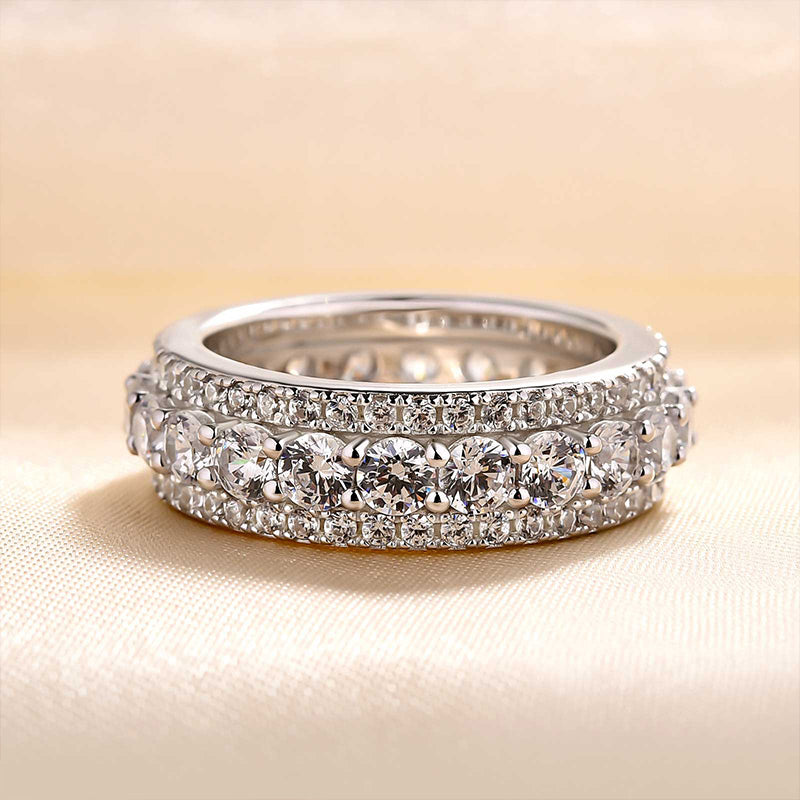 Fashion Eternity 3 Row Design Round Cut Women's Wedding Band Ring