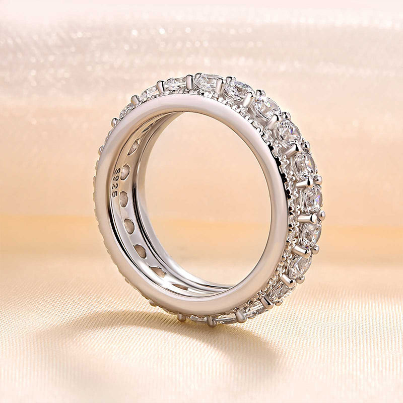 Fashion Eternity 3 Row Design Round Cut Women's Wedding Band Ring