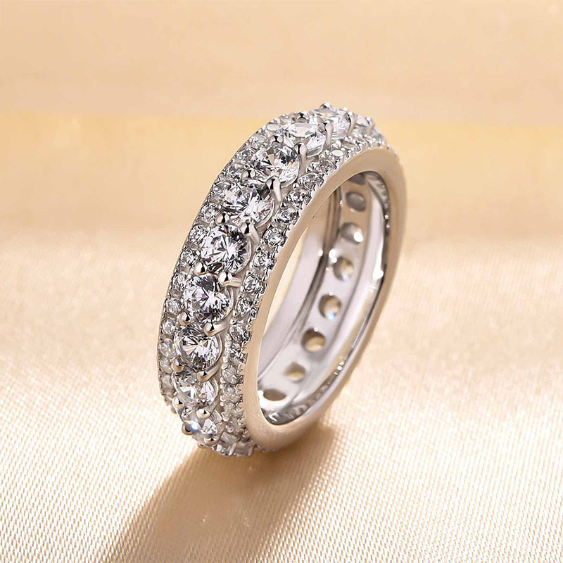Fashion Eternity 3 Row Design Round Cut Women's Wedding Band Ring