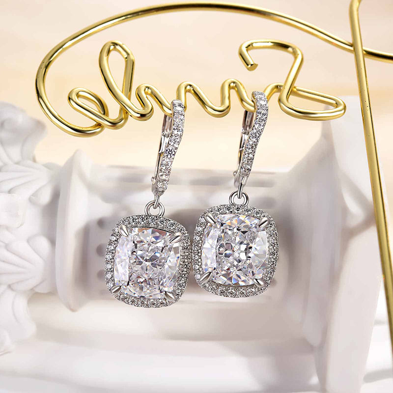 4.5Ct Special Halo Design Cushion Cut Women's Earrings