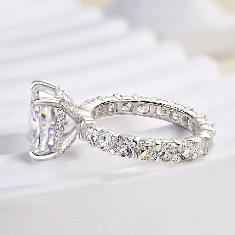 Ahabobo Sparkle 4.5Ct Cushion Cut Engagement Ring In Sterling Silver