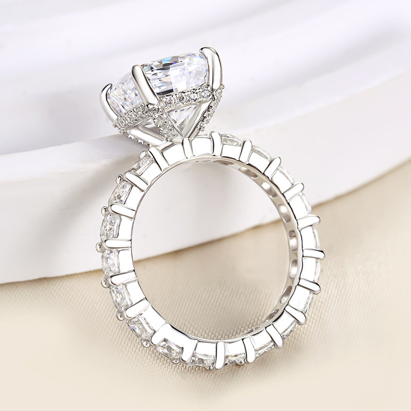 Ahabobo Sparkle 4.5Ct Cushion Cut Engagement Ring In Sterling Silver