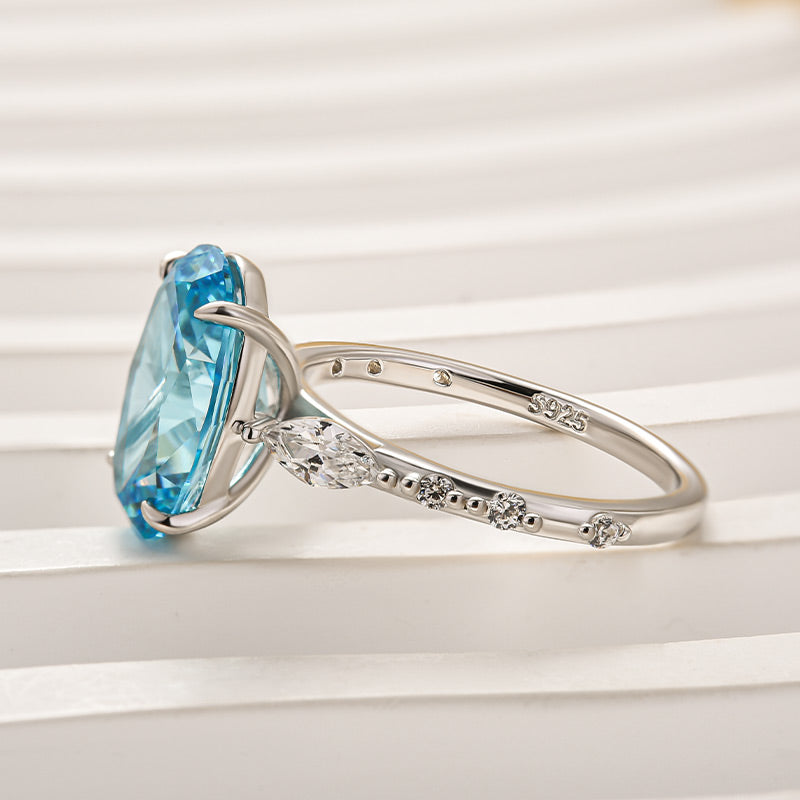 Maxine Exquisite Blue Stone Oval Cut Travel Ring
