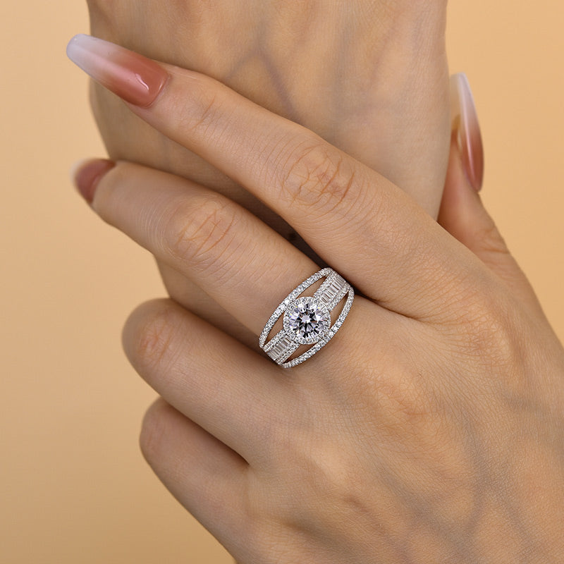 Special Three Layer Halo Round Cut Engagement Ring