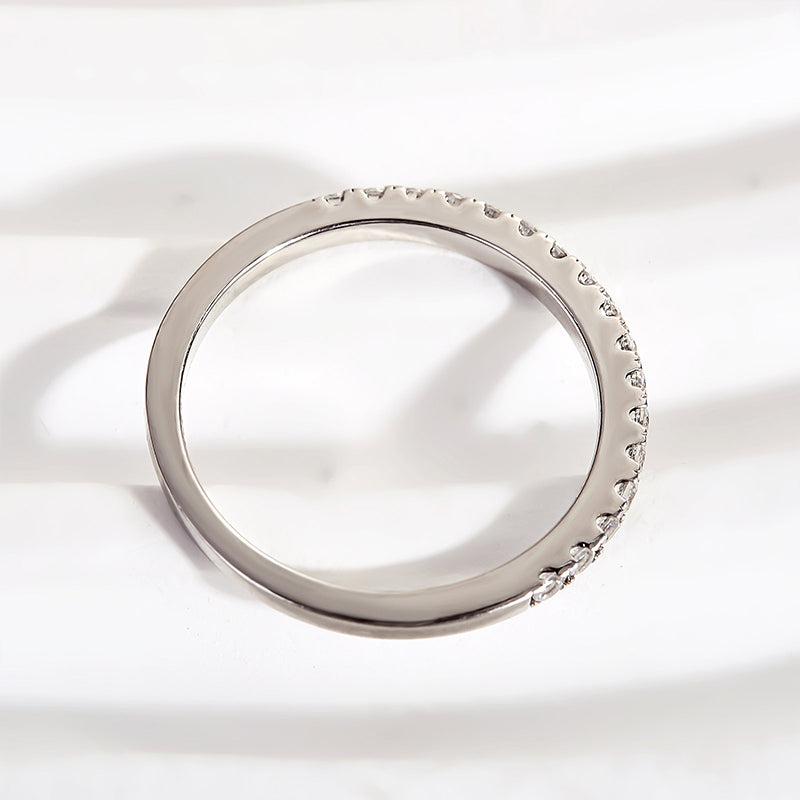 Sterling Silver Classic Half Eternity Thin Women's Wedding Band