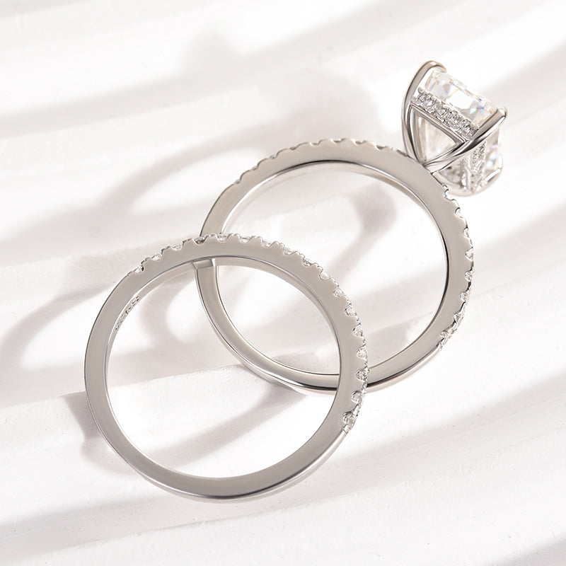 Ahabobo Moissanite 3.5CT Radiant Cut Wedding Ring Set In Sterling Silver