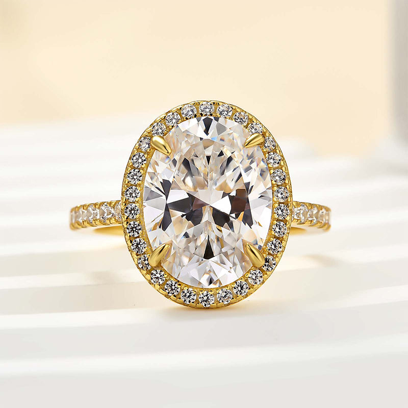 Halo Oval Cut Simulated Diamond Engagement Ring