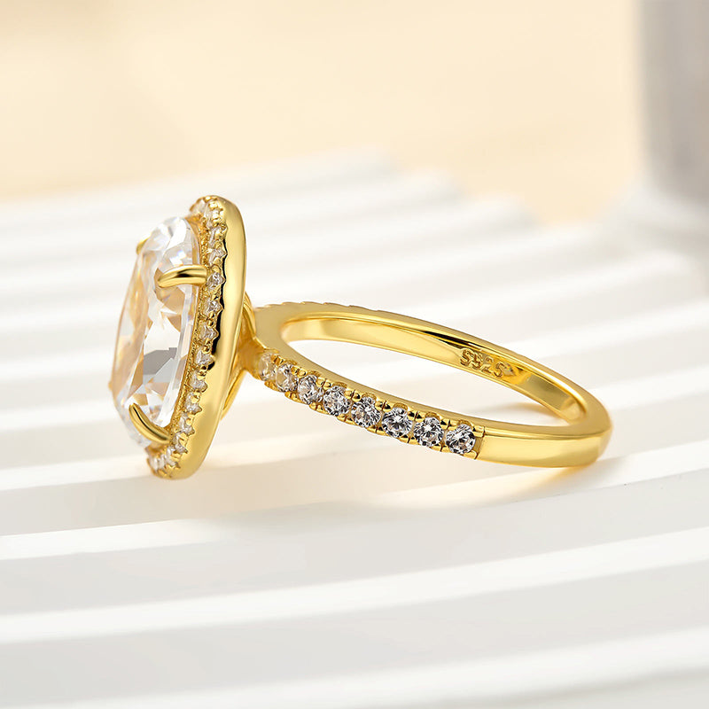 Halo Oval Cut Simulated Diamond Engagement Ring