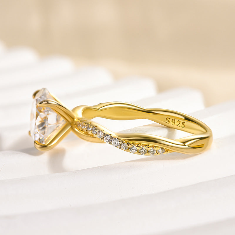 Ahabobo Twist 2.0 Carat Round Cut Engagement Ring For Her In Sterling Silver