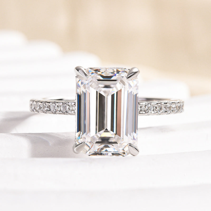 Ahabobo Moissanite 3.5 Carat Emerald Cut Engagement Ring