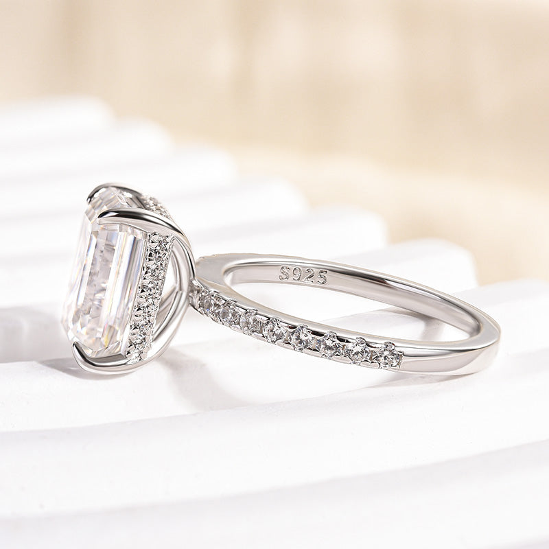 Ahabobo Moissanite 3.5 Carat Emerald Cut Engagement Ring