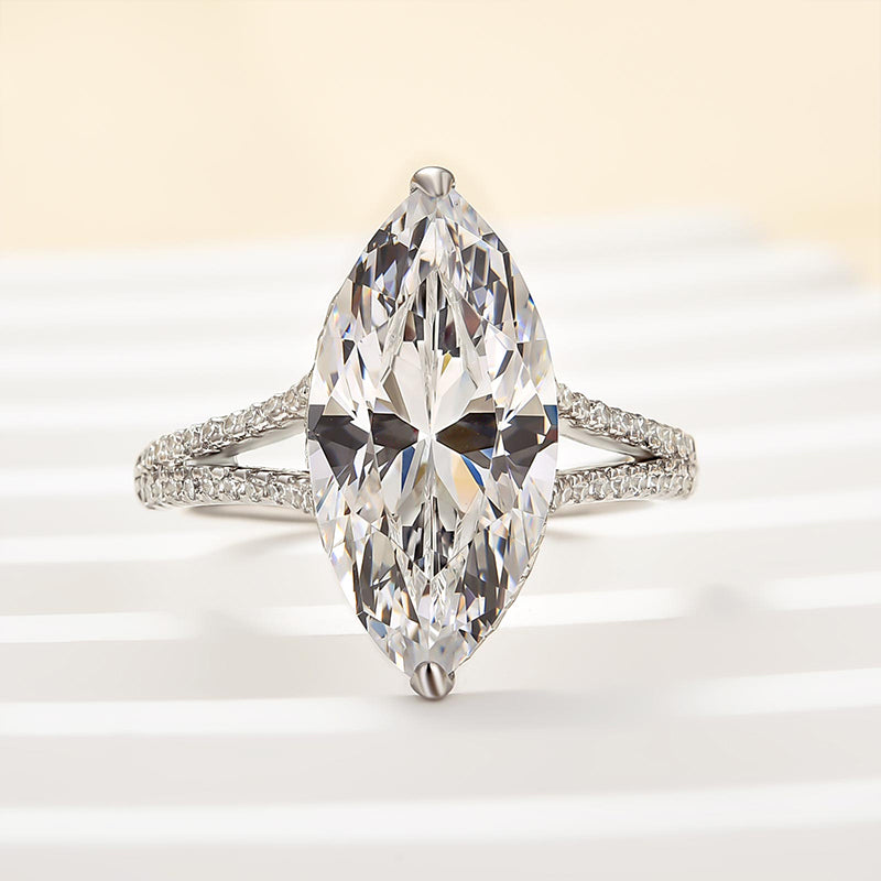 Ahabobo Exquisite Split Shank 4.0Ct Marquise Cut Engagement Ring