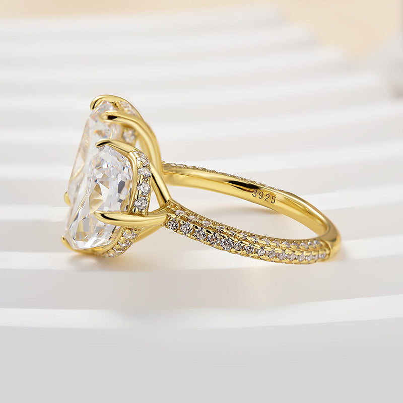 Ahabobo Unique Toi et Moi Design Emerald Cut & Pear Cut Engagement Ring