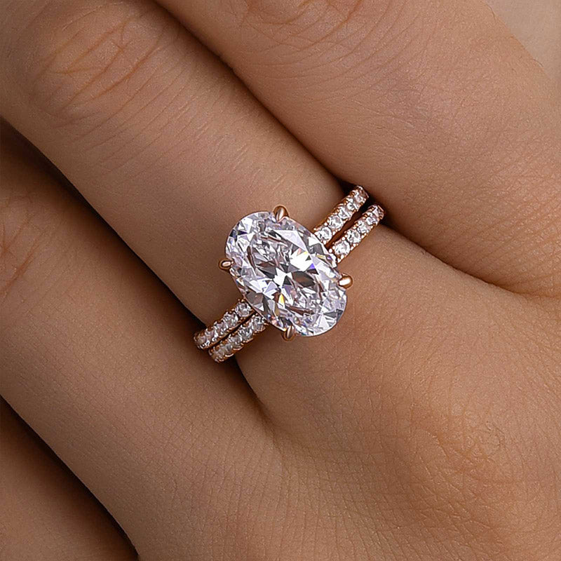 4.0Ct Classic Created White Sapphire Oval Cut Wedding Ring Set