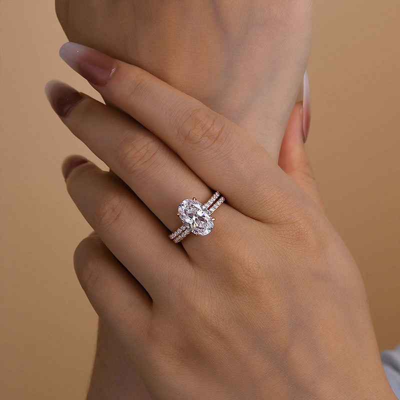 4.0Ct Classic Created White Sapphire Oval Cut Wedding Ring Set
