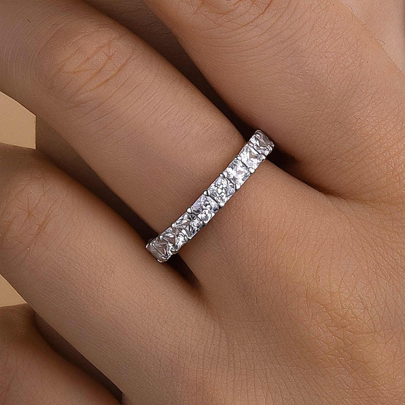 Ahabobo Gorgeous Radiant Cut Women's Wedding Band