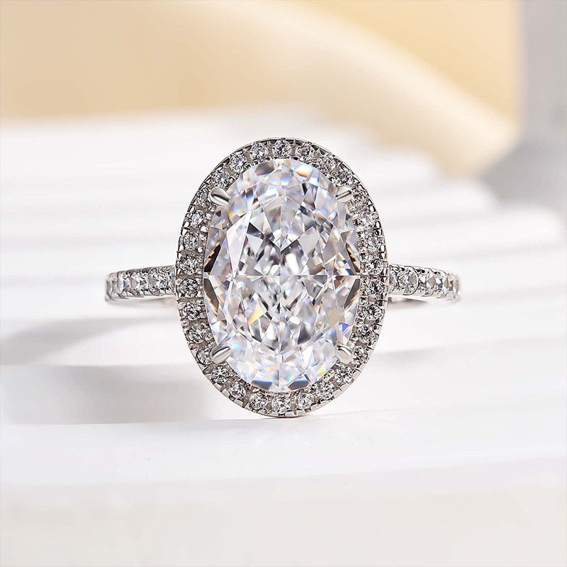 Lovely Halo Oval Cut Engagement Ring For Women In Sterling Silver