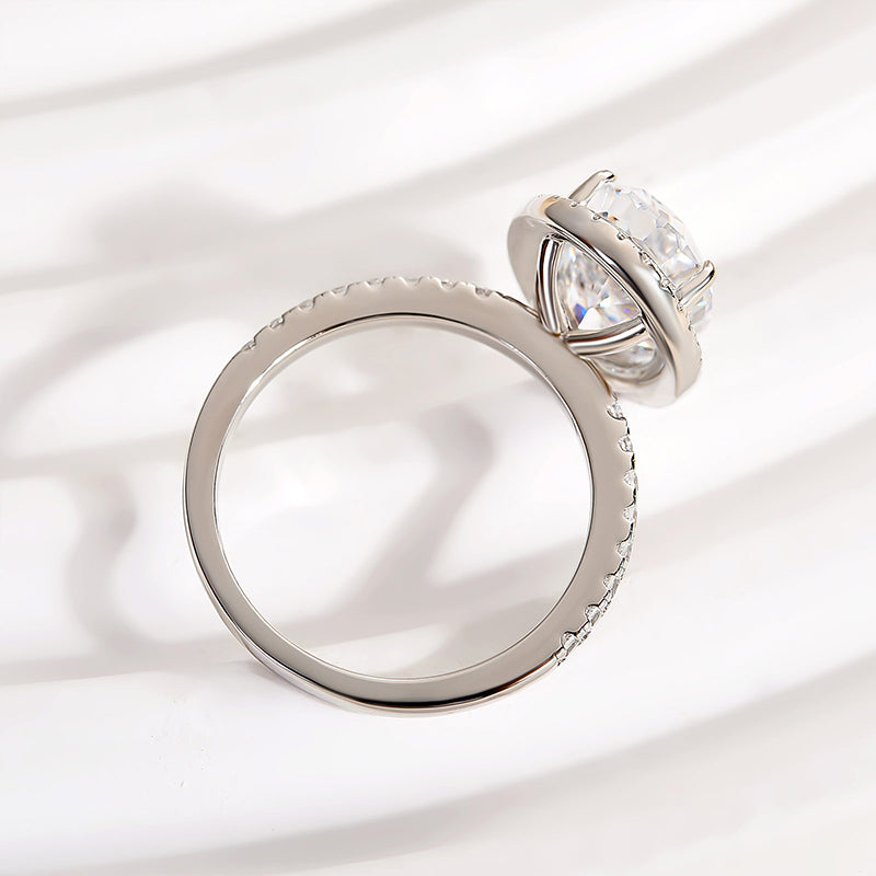 Lovely Halo Oval Cut Engagement Ring For Women In Sterling Silver