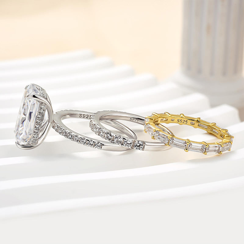 Ahabobo Timeless 3PCS Radiant Cut Wedding Ring Set