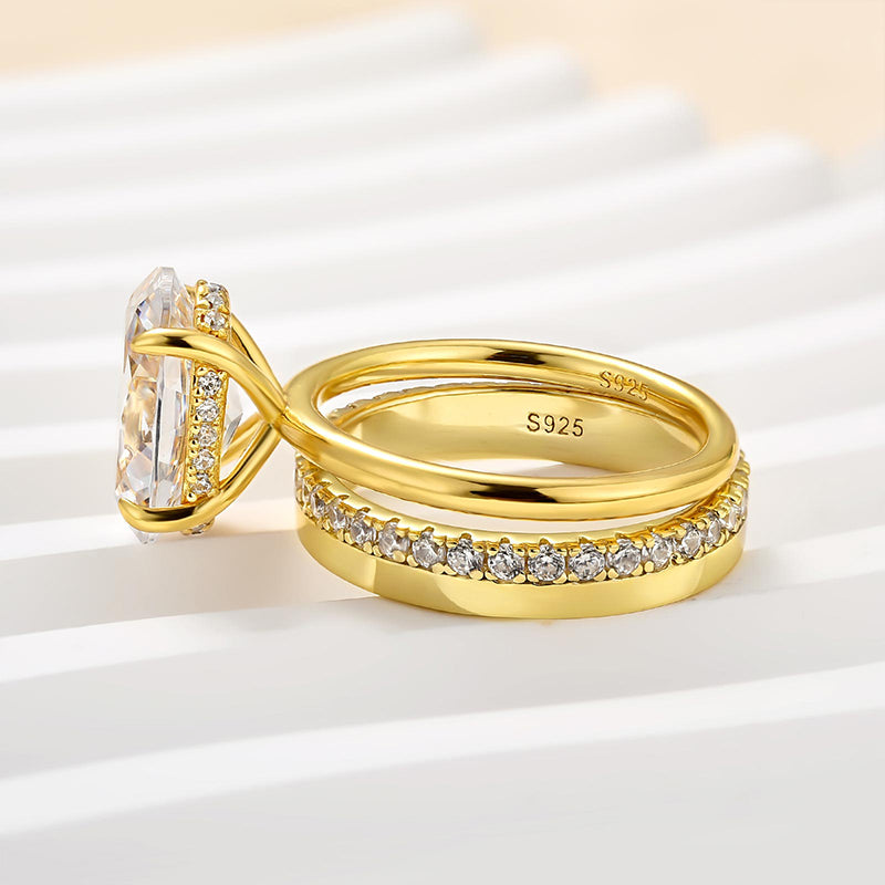 Ahabobo Timeless Yellow Gold Oval Cut Wedding Ring Set