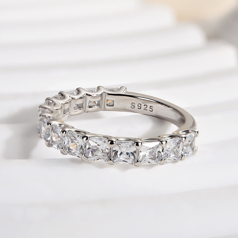 Ahabobo Gorgeous Radiant Cut Women's Wedding Band