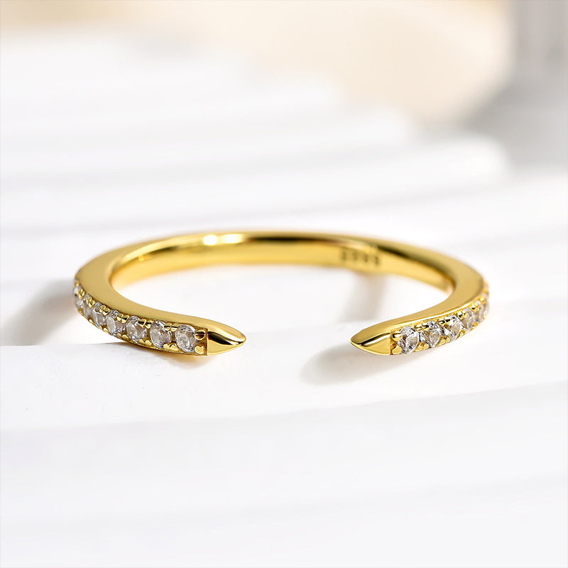 Ahabobo Unique Yellow Gold Open Wedding Band In Sterling Silver