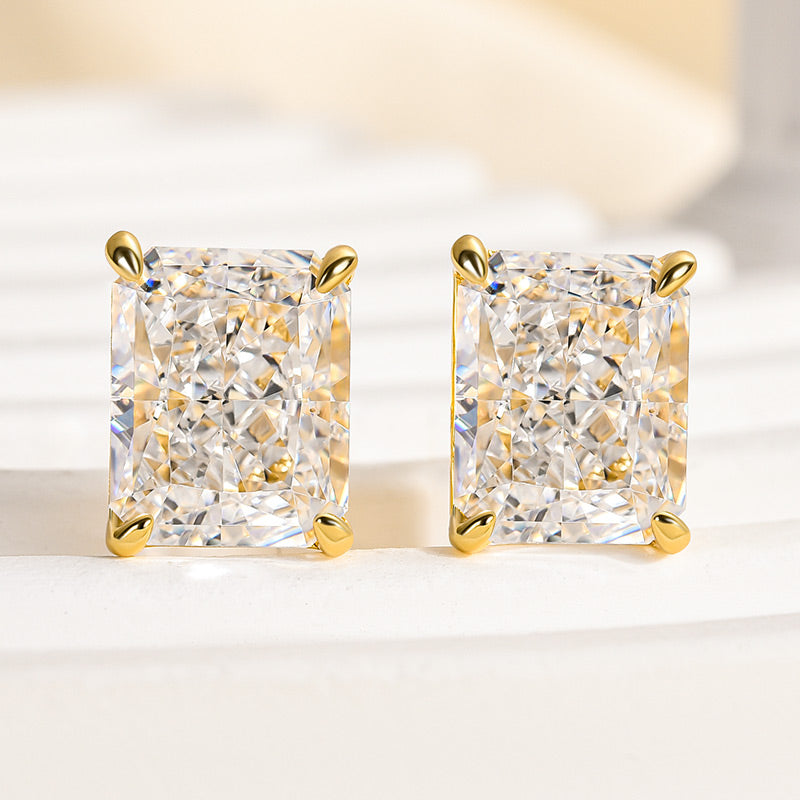 4.0Ct Classic Radiant Cut Women's Stud Earrings In Sterling Silver