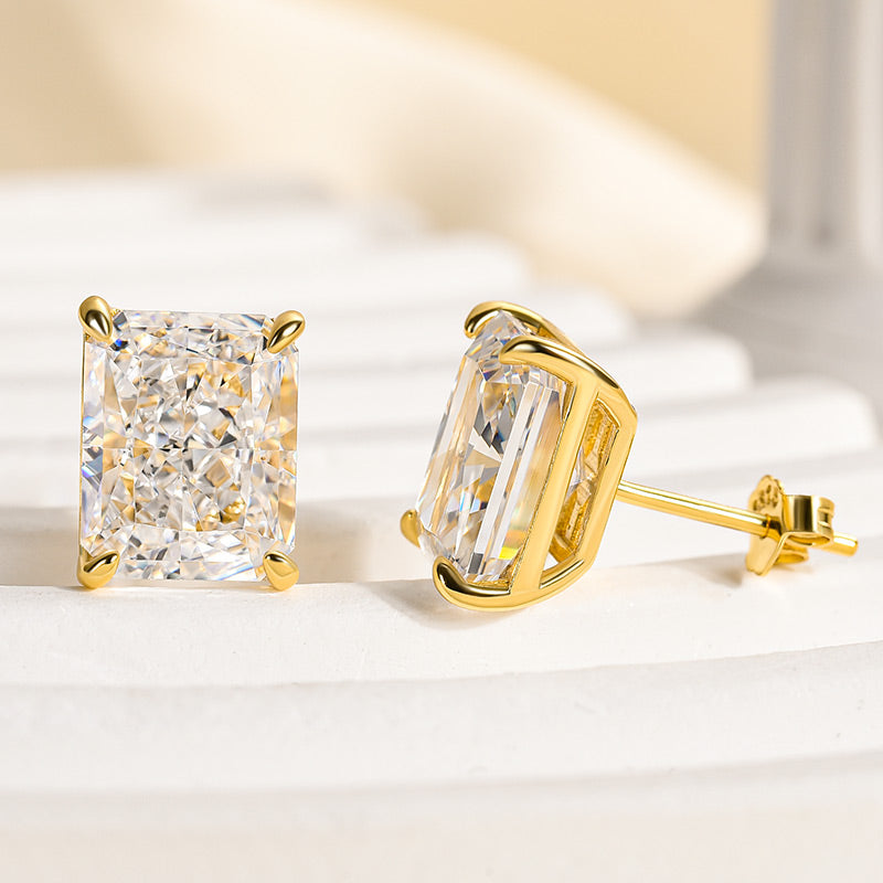 4.0Ct Classic Radiant Cut Women's Stud Earrings In Sterling Silver