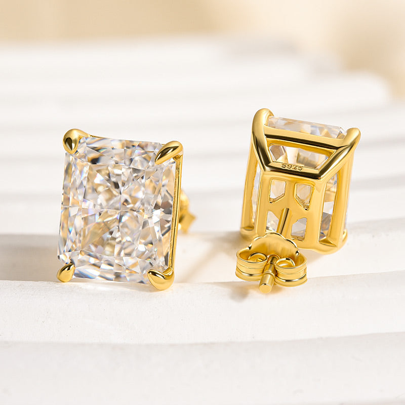 4.0Ct Classic Radiant Cut Women's Stud Earrings In Sterling Silver