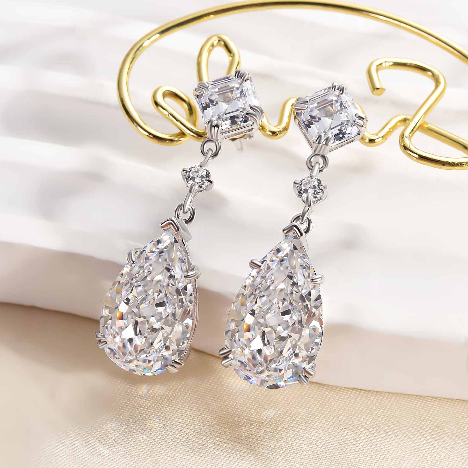 8.5Ct Precious Pear Cut Women's Earrings In Sterling Silver