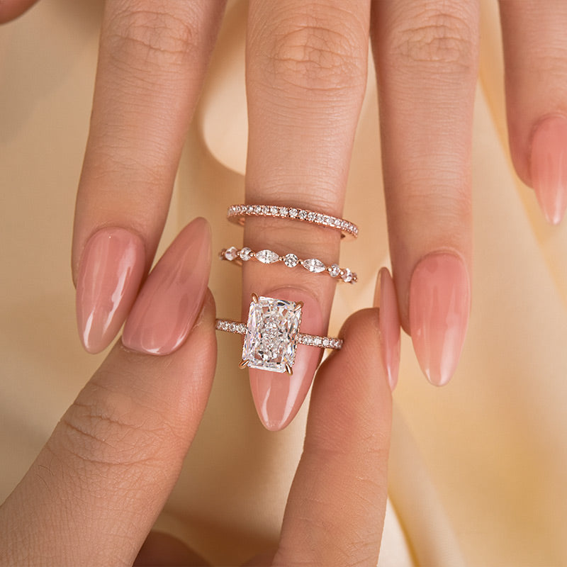 3.5 Carat Radiant Cut Simulated Diamond Wedding Ring with Round & Marquise Accents Bands