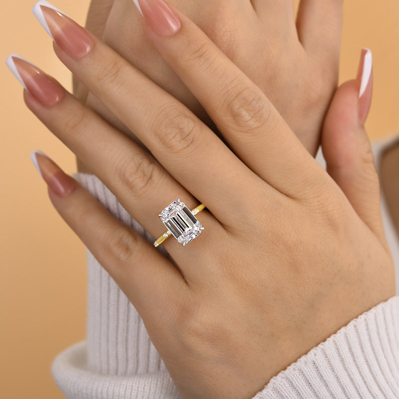 Gorgeous Two-Tone 6Ct Emerald Cut Engagement Ring