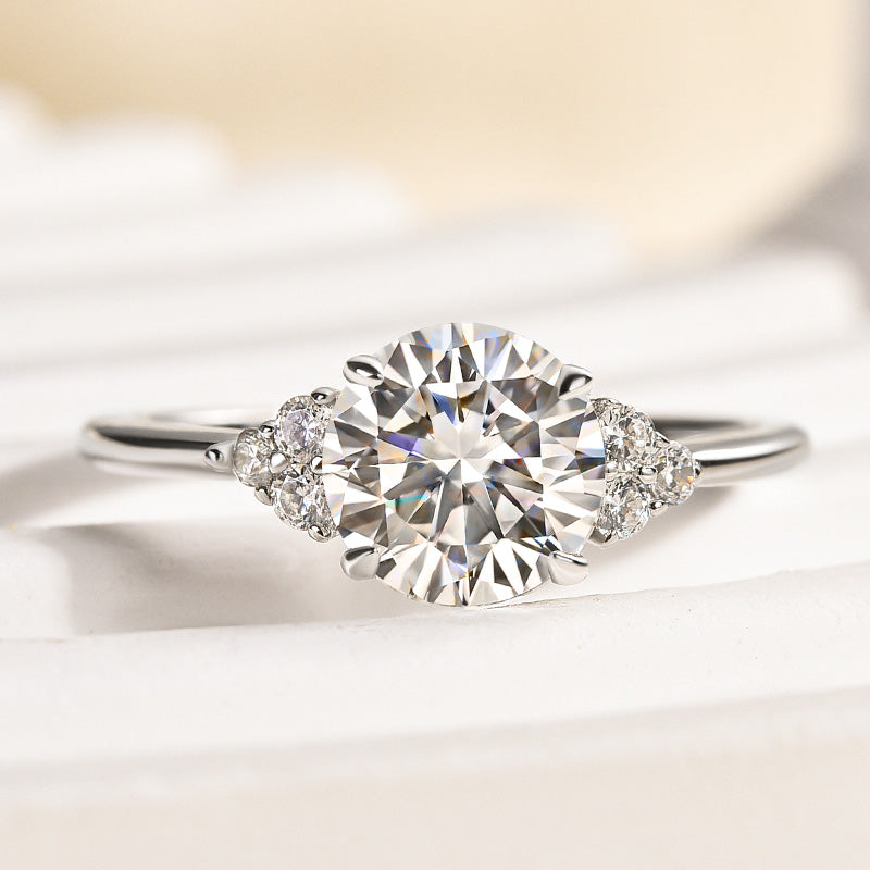Ahabobo Special Moissanite 1.2 Carat Round Cut Engagement Ring In Sterling Silver