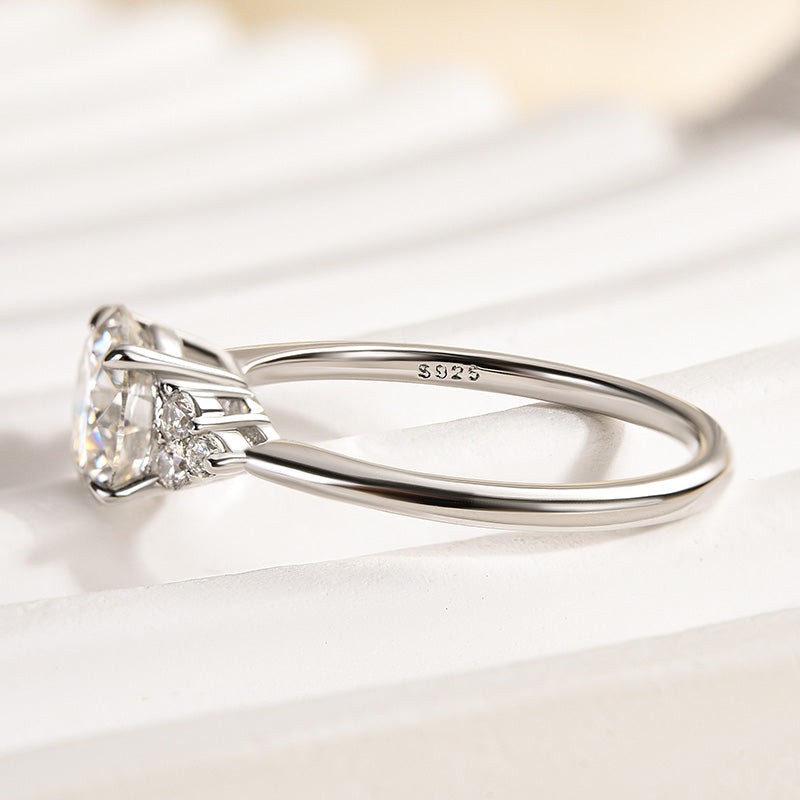 Ahabobo Special Moissanite 1.2 Carat Round Cut Engagement Ring In Sterling Silver