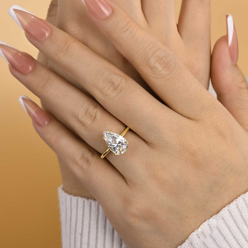 Sparkle Pear Cut Yellow Gold Engagement Ring