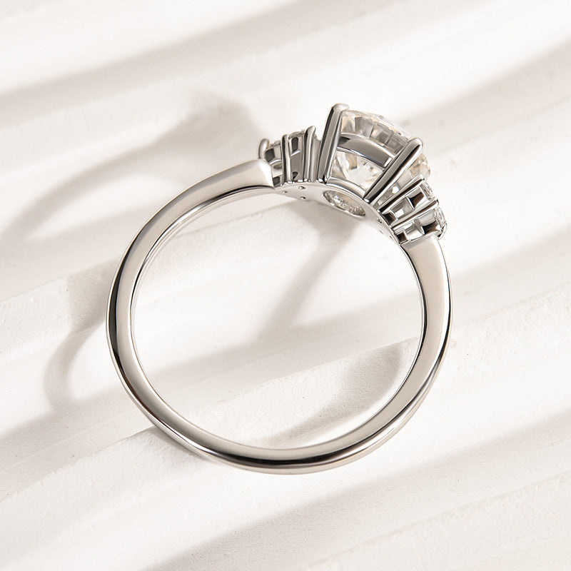 Ahabobo Special Moissanite 1.2 Carat Round Cut Engagement Ring In Sterling Silver